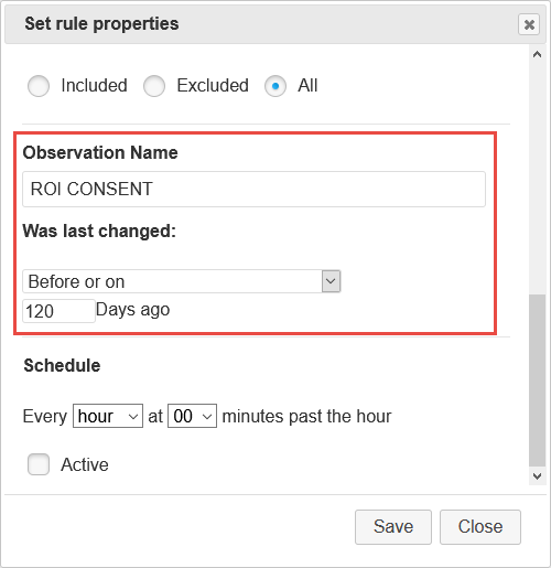 Screenshot of Observation Fields for Structured Patient Add
